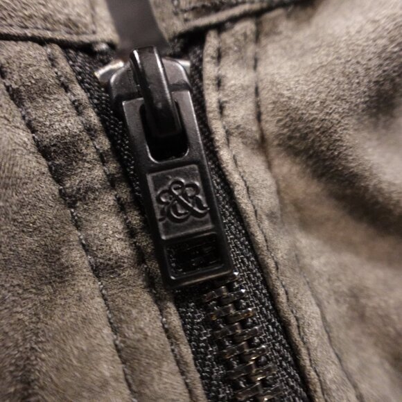 Rock & Republic Faux Leather Moto Jacket Men’s Large Gray Distressed Biker - Picture 3 of 15